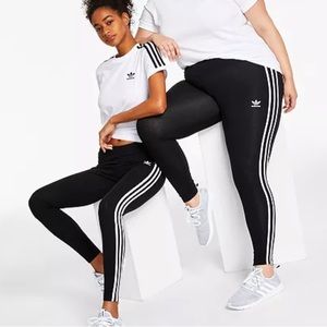 Nwt Adidas 3 stripe workout leggings tights black white yoga pants